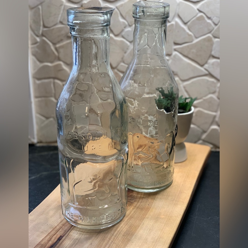ABSOLUTELY PURE | Set of 2 | Vintage Milk Bottles